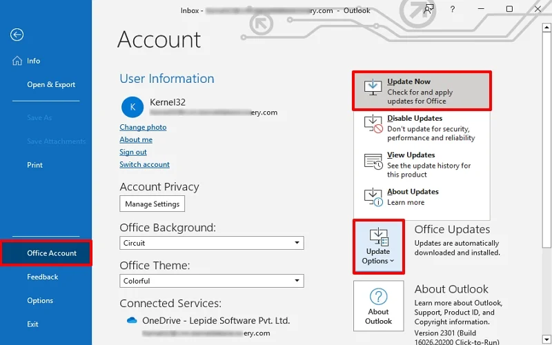 update outlook to open  pdf attachments 