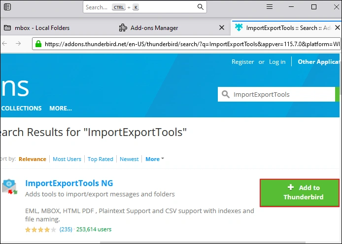 add import export tools