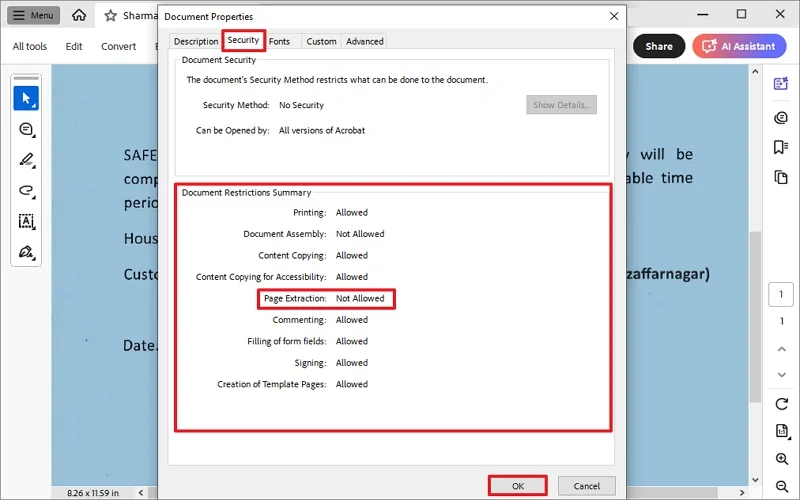 check the page extraction status