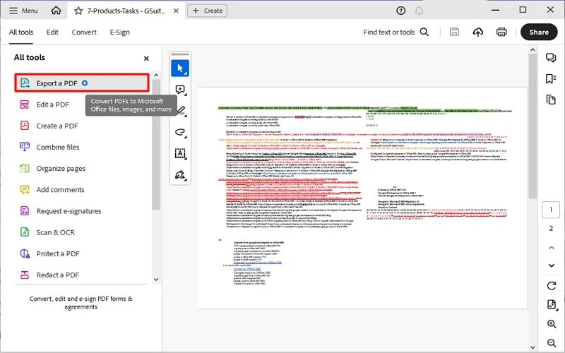 save adobe pdf as csv 
