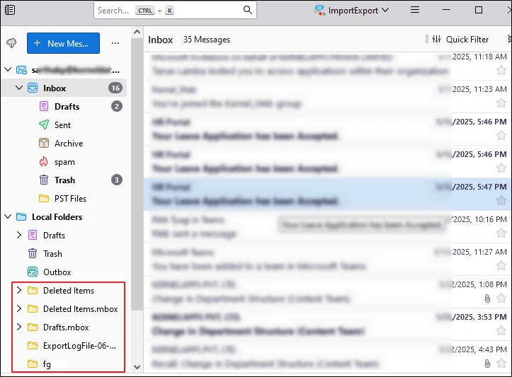 view mbox data second