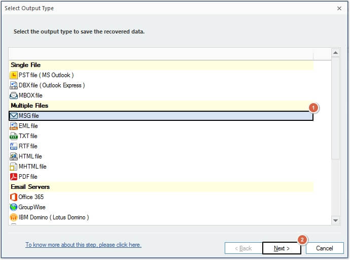 Select MSG option
