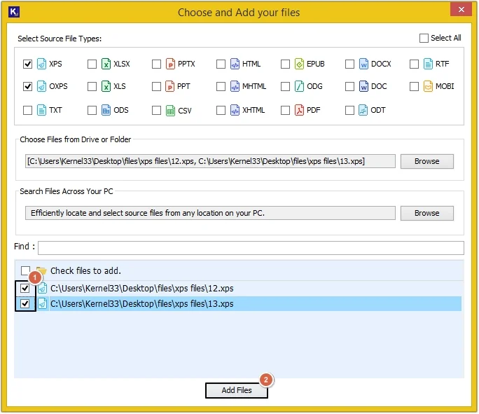 click add files