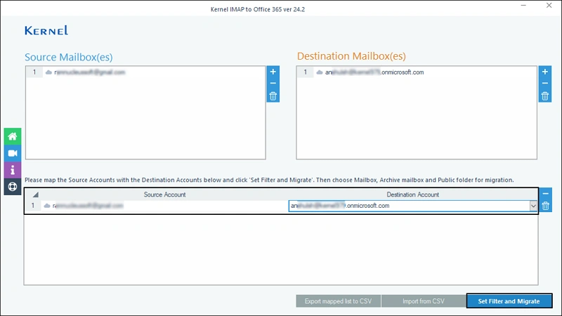 set filter and migrate