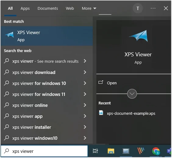 open xps files in windows 10