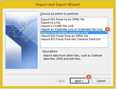 click on import from another programm