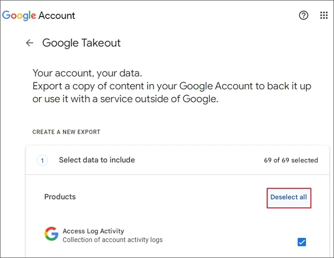 click deselect all