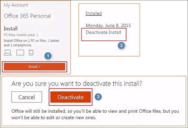 deactivate microsoft 365 from old computer