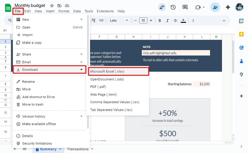 download excel file