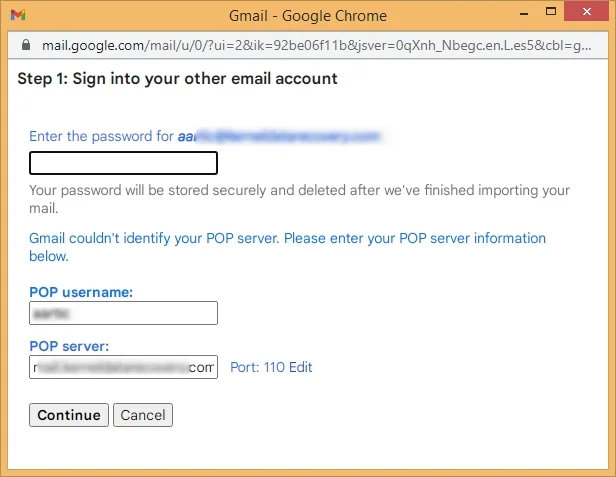 enter required details then continue