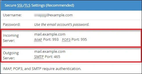 Email account settings