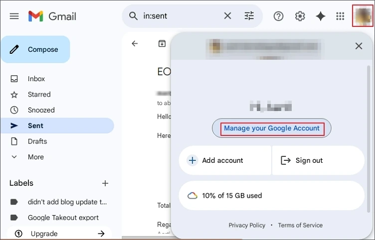 manage account
