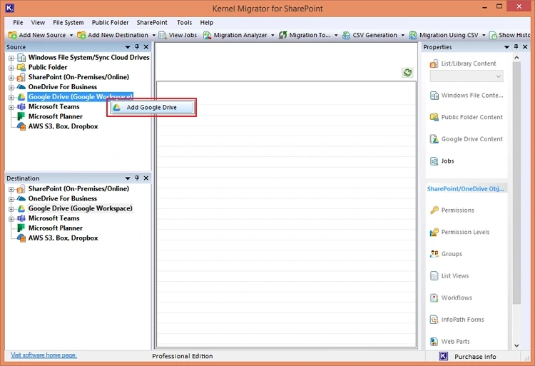 select to add google drive