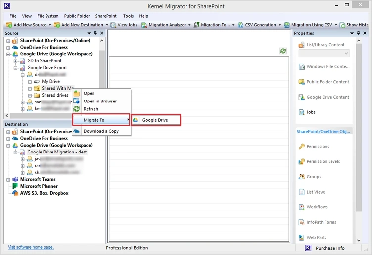 select to migrate