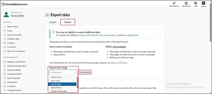 Click Start Export