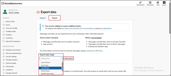 Click Start Export