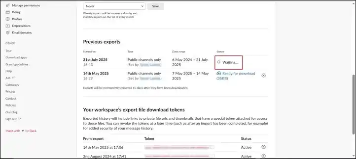 Slack will start exporting messages in a zip file