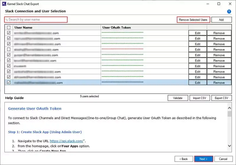  Remove Selected Users option