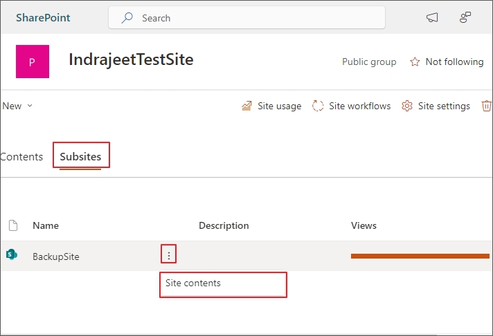 select subsite