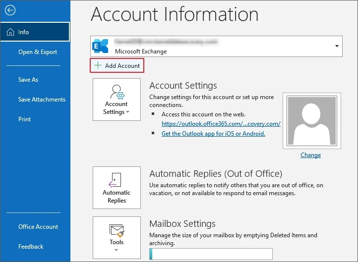 click add account