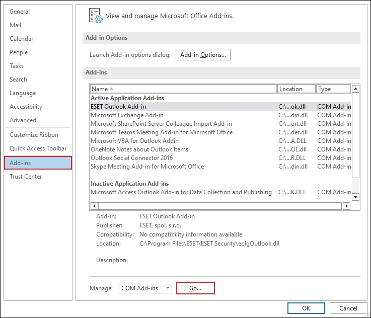 click on go in manage
