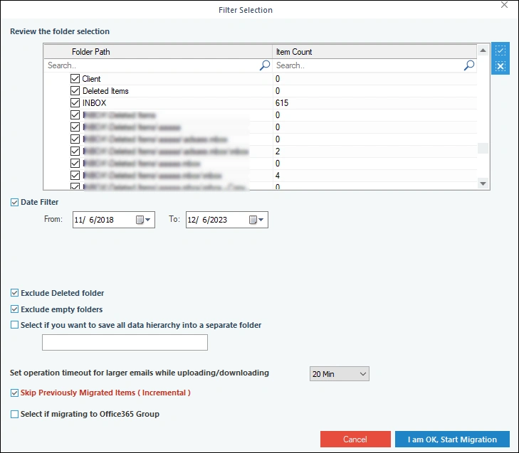Include/Exclude folders