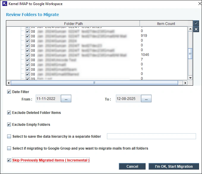 Apply Filters before migration