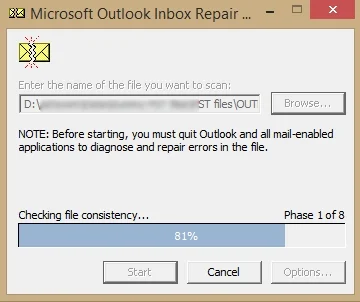 scanning of PST file start