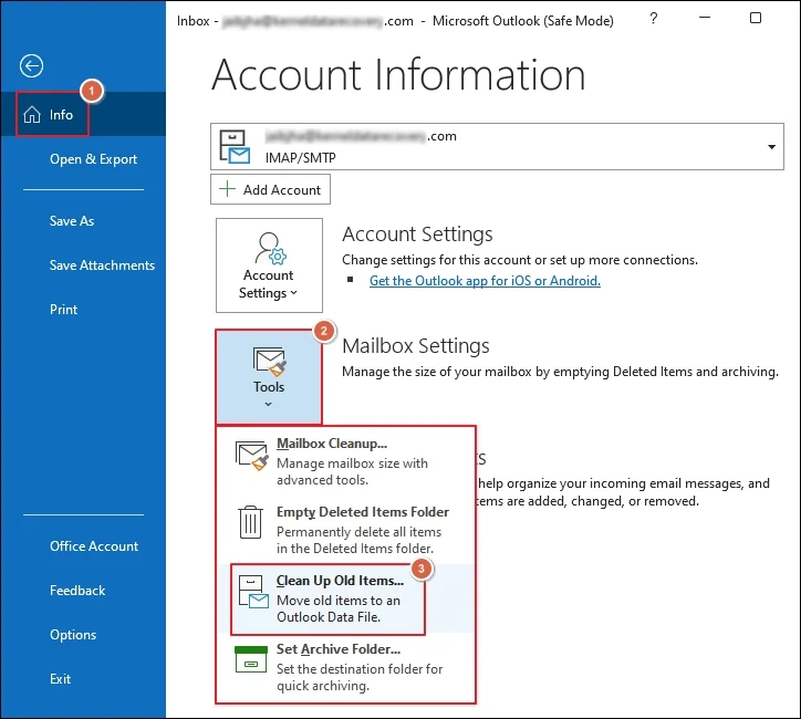 minimize outlook mailbox size