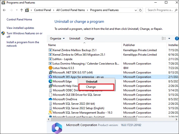 update or repair microsoft office