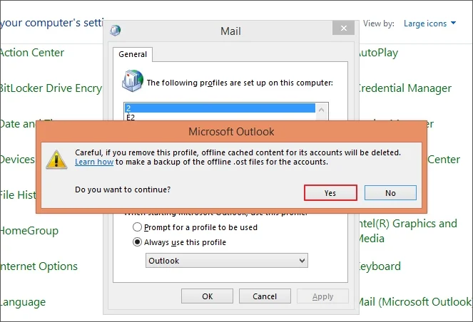 open outlook and go to file