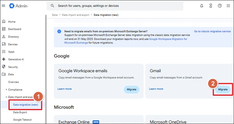 Data migration module for Gmail migration.