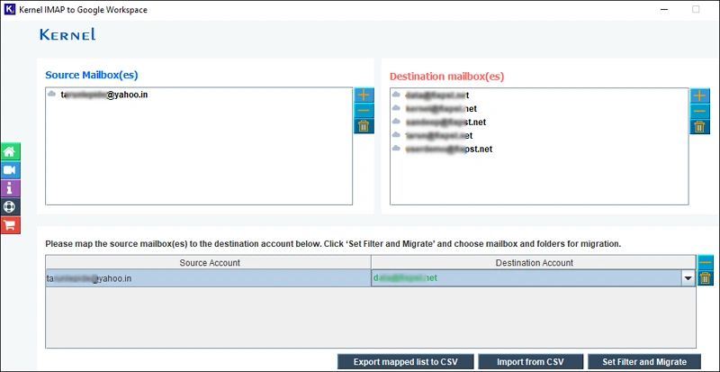 Map mailbox and click on Set Filter and Migrate