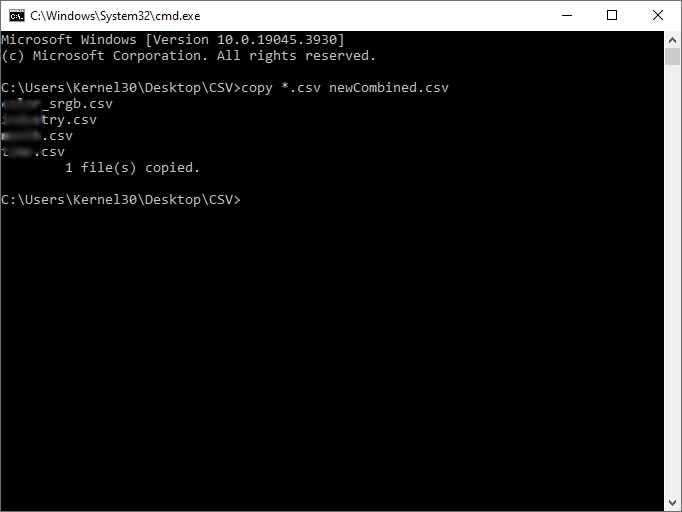 merge csv with command prompt