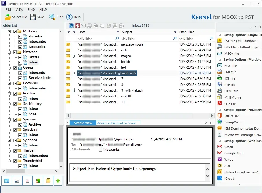 View MBOX file