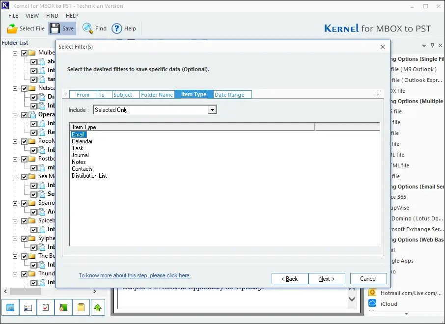 Apply filters options