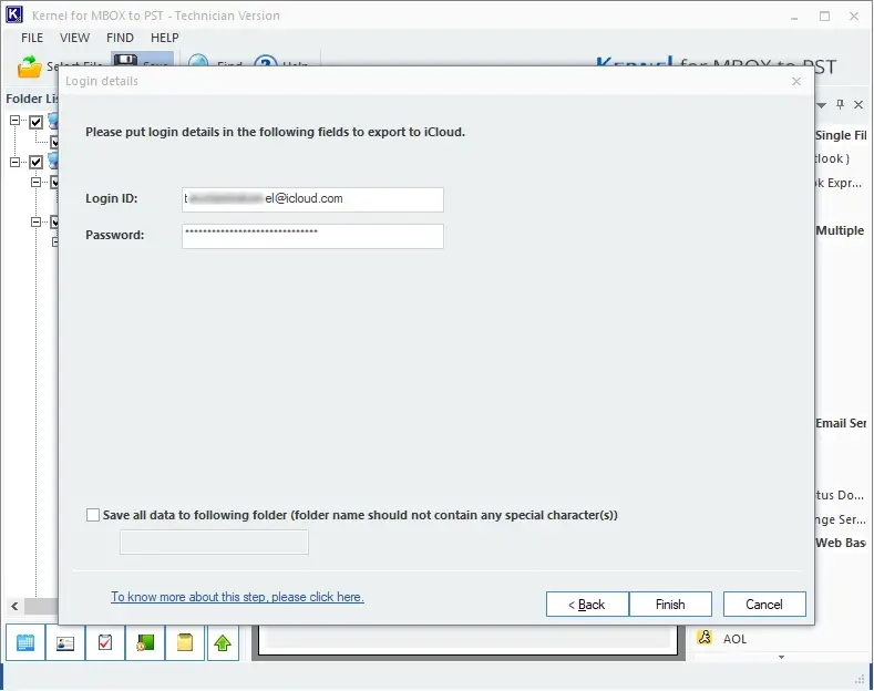 import mbox to iCloud conversion is completed