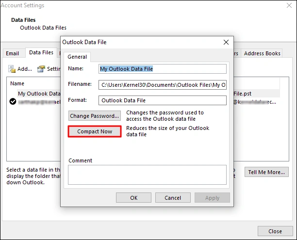 compact pst file