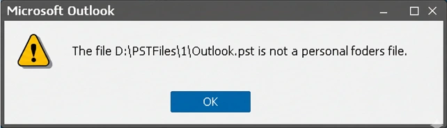 Outlook.pst is not a personal folders file