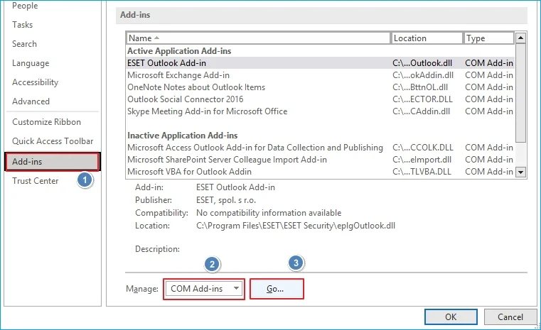 select COM Add-ins 