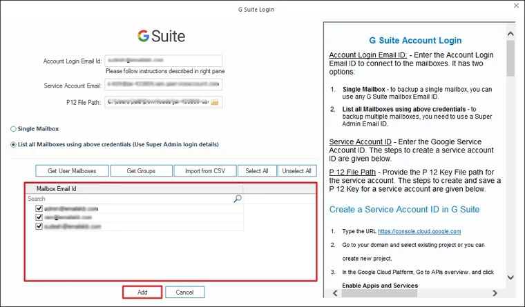 Select and add users
