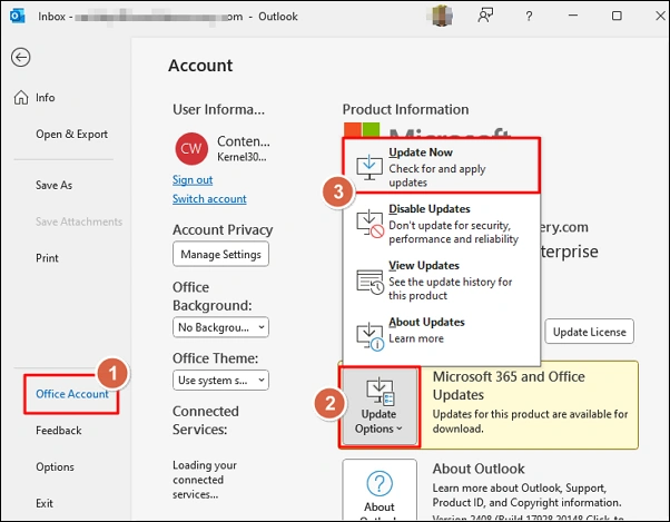 update and repair outlook