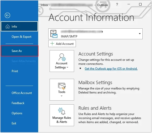 click on save as button 