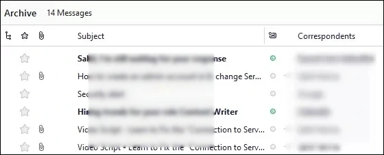 Emails archived