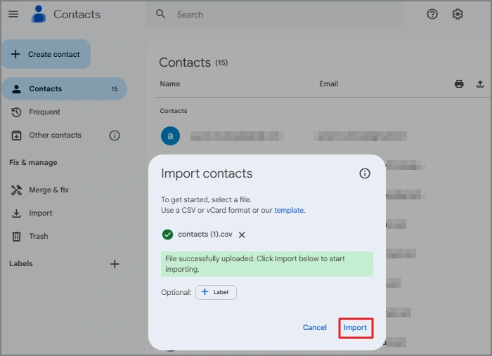 Restore Contacts from iCloud