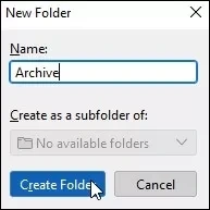 Enter a new name and create folder