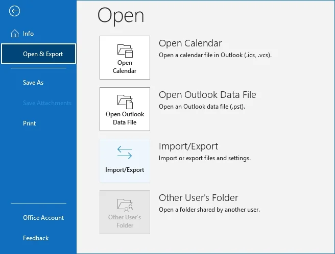 After adding IceWarp account then click Import/Export