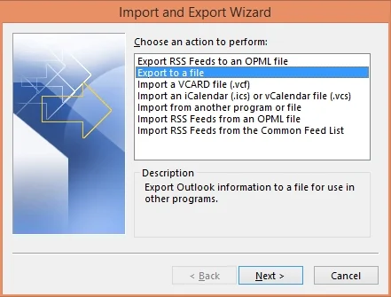 Now select export to file
