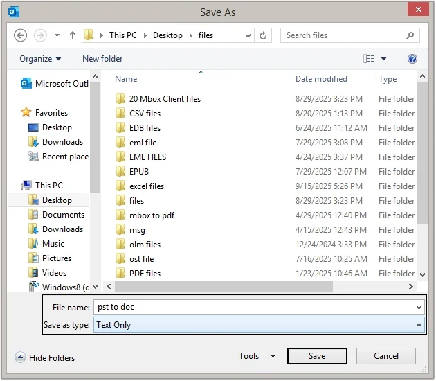 provide the destination, file name