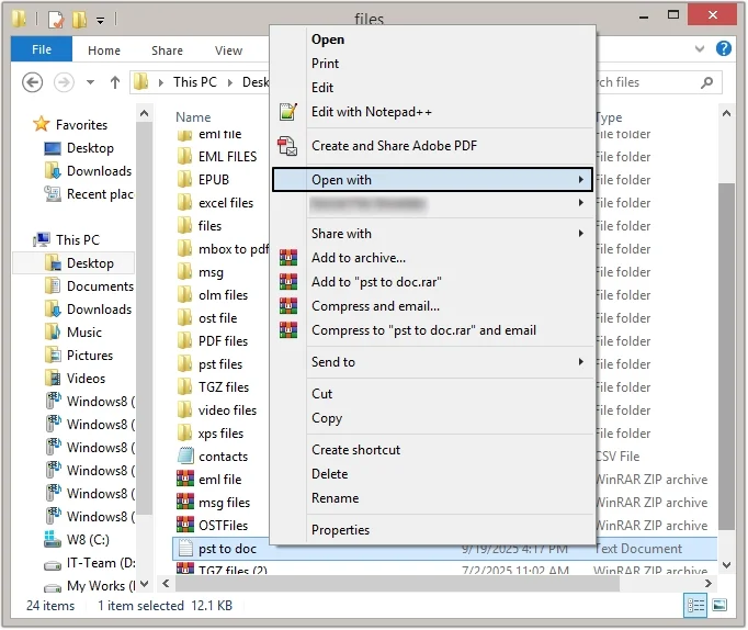 saving all emails in text format